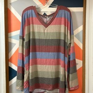 Women’s striped v-neck long sleeve